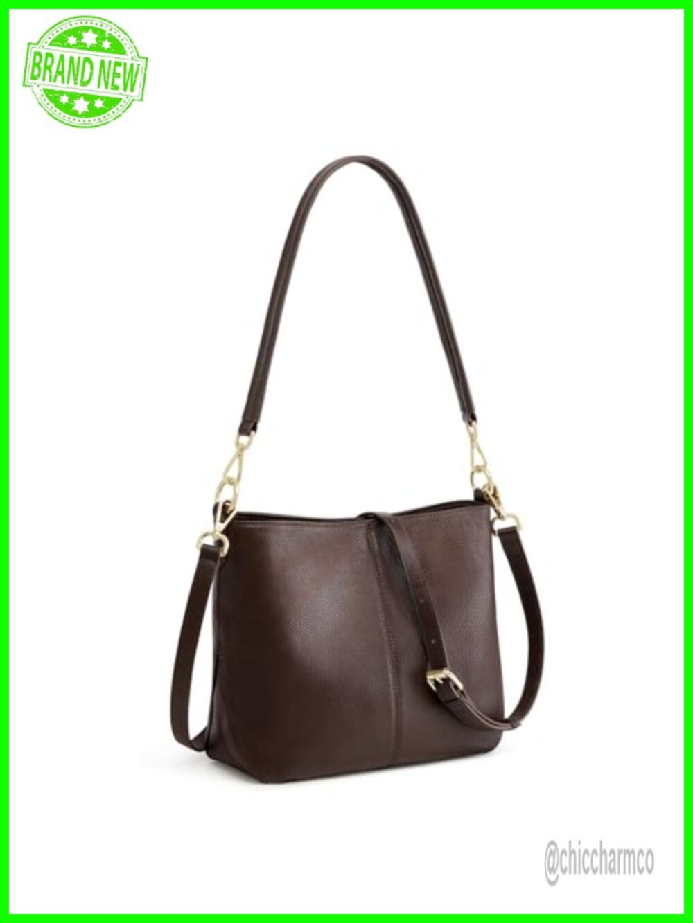 Kattee Top Grain Pebbled Cowhide Leather Crossbody Hobo Bag with 2 Straps